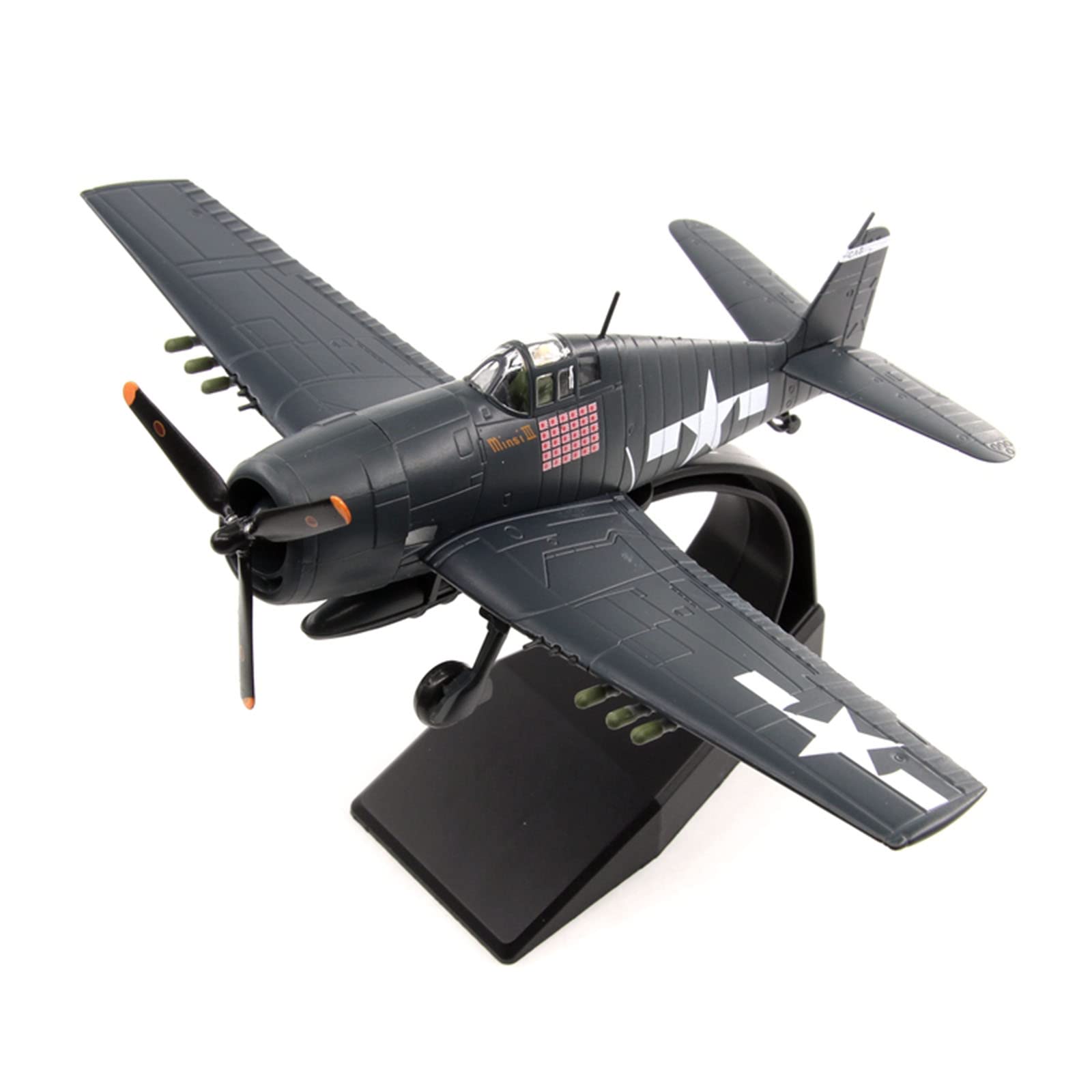Military Fighter Alloy Die Cast Model, 1/72 Scale US F6F Hellcat Mccampbell Battle of Wright Bay Model, 5.6 X 7.1Inch