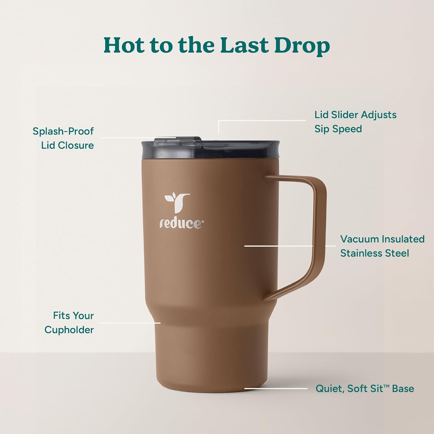 REDUCE Hot1 18 oz Hot1 Stainless Steel Insulated Mug with Temperature Adjusting Lid - Dual-Wall Vacuum, Cupholder Friendly - Keeps Drinks Hot for 6 Hours - Ideal for Coffee, Tea & Other - Java - Image 4