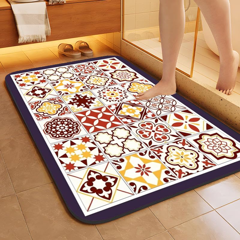 Image of SKVM Water Absorbent mat for Bathroom Kitchen Floor Door Entrance Anti Slip Floor Foot Anti Skid Bathroom Shower mat (Design 21)