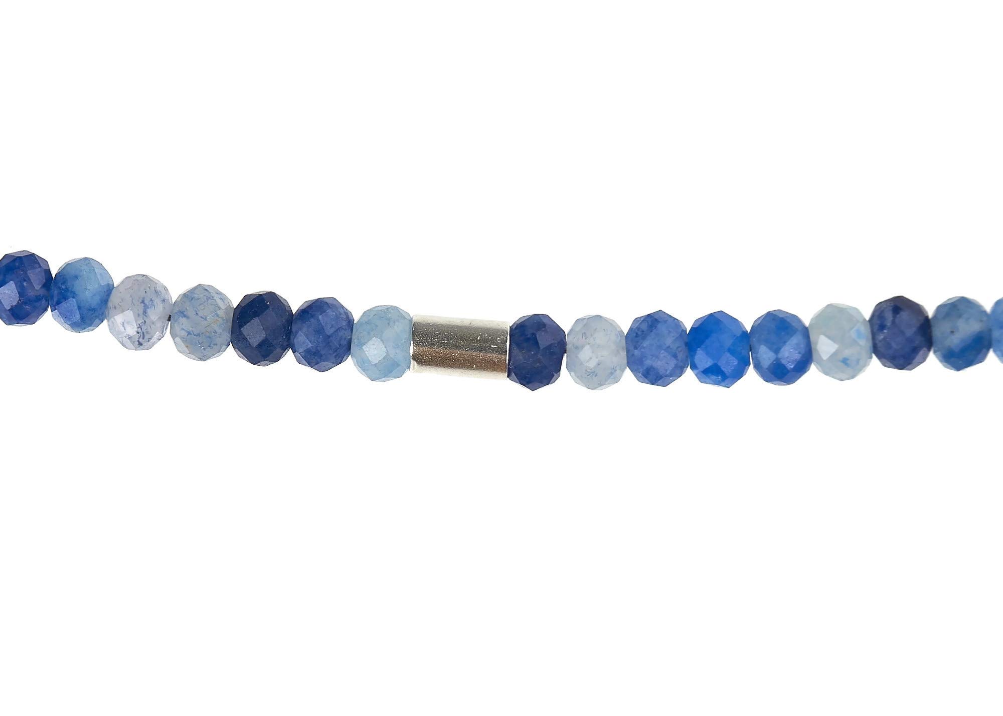 Blauquarz Kette 925 Silber Halskette Steinkette