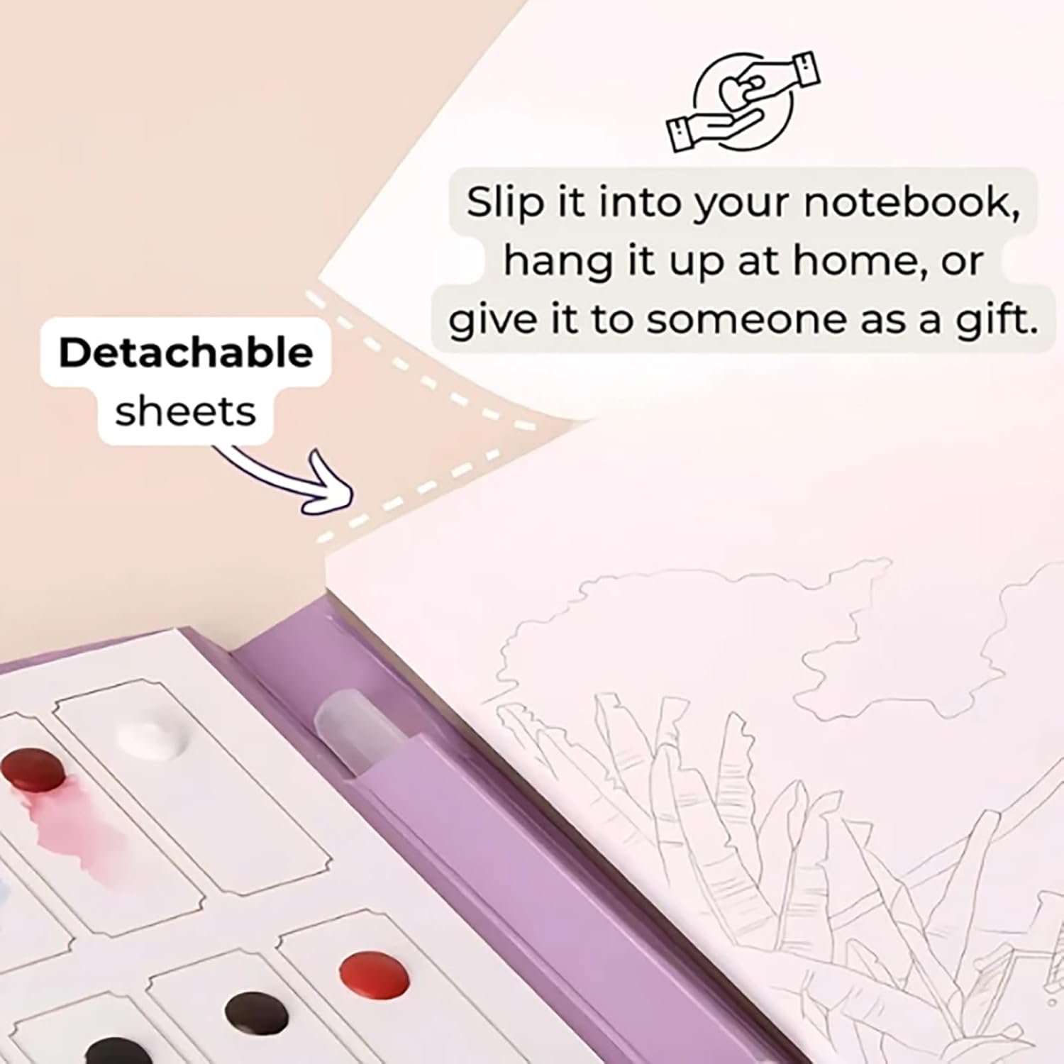 Creative Stress Relief Kit Watercolor Painting Book for Adults, 3-Fold Watercolor Pad for Beginners, Art Therapy Travel Set for Relaxation & Mindfulness (Style-B)