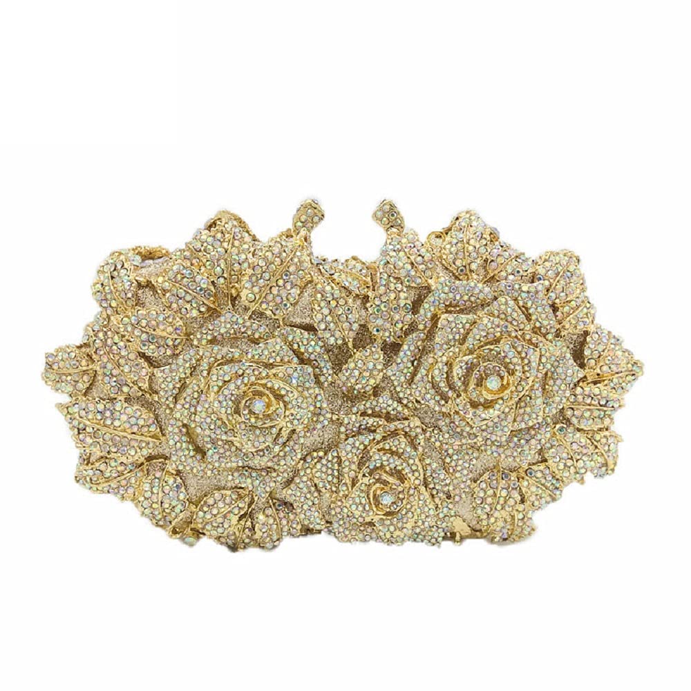 Boutique De FGG Blume Abendtasche Kristall Clutch Handtasche Damen Formale Strass Brauthandtasche Clutches für Party,Mini