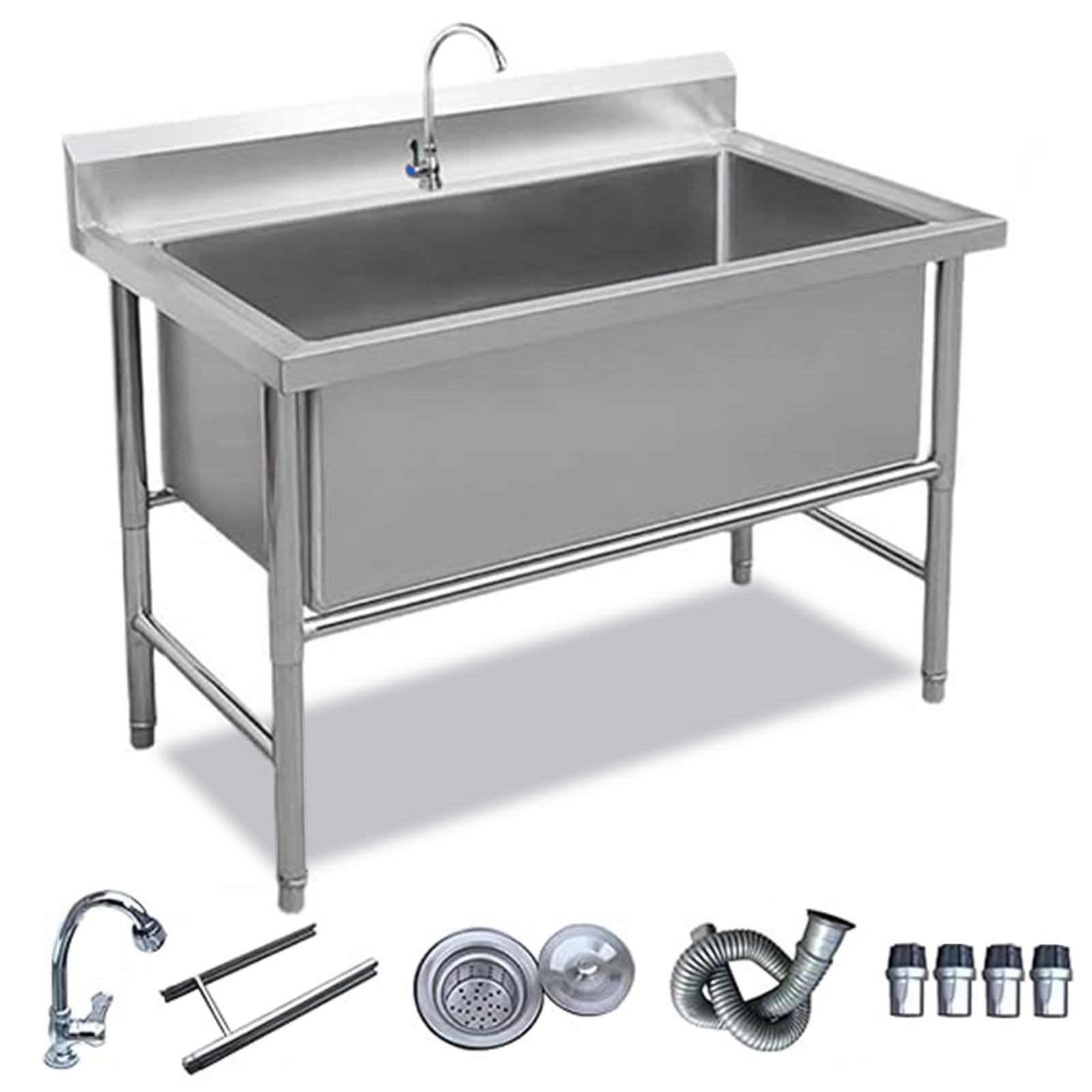 YNIYUJKL Stainless Steel Sink Washing,Freestanding Commercial Sink,Deep Single Bowl Kitchen Sink,Workstation Kitchen Sink,Industrial Sink,Laundry Room Sinks,Commercial Grade