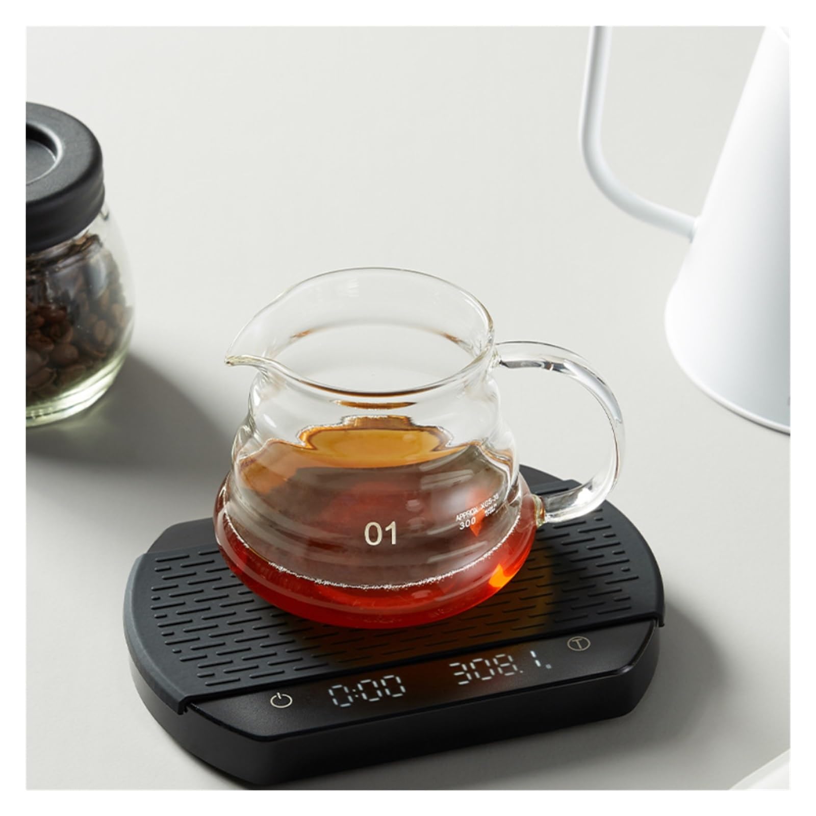 Báscula De Café Con Sincronización Manual, Electrónica, Cocina For El Hogar, Bolsillo Precisión 3KG/0,1g, Espejo Negro Medición Precisa Esfuerzo