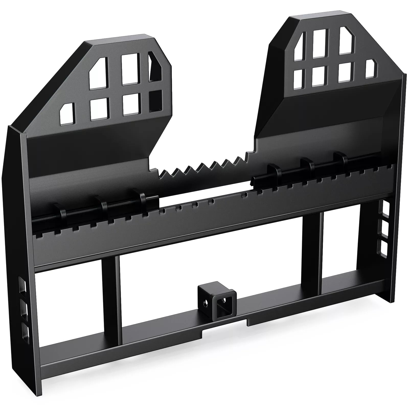 Pallet Fork Attachment Frame with 2"" Receiver for Skid Steer Tractor 4000LBS, BLACK