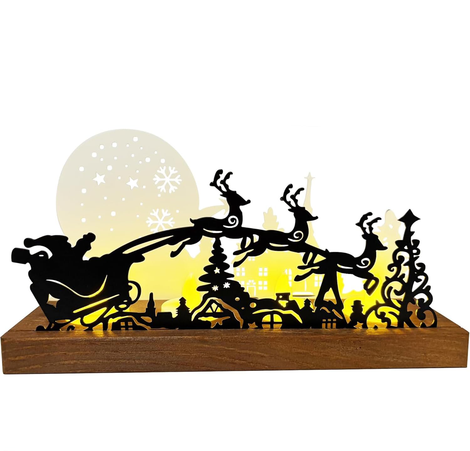 Adventskranz Kerzenhalter Holz & Metall für 4 Teelichter – moderner Adventskerzenständer auf Holztablett, festliches Adventsgesteck als stimmungsvolle Weihnachts Tischdeko im Wohnzimmer