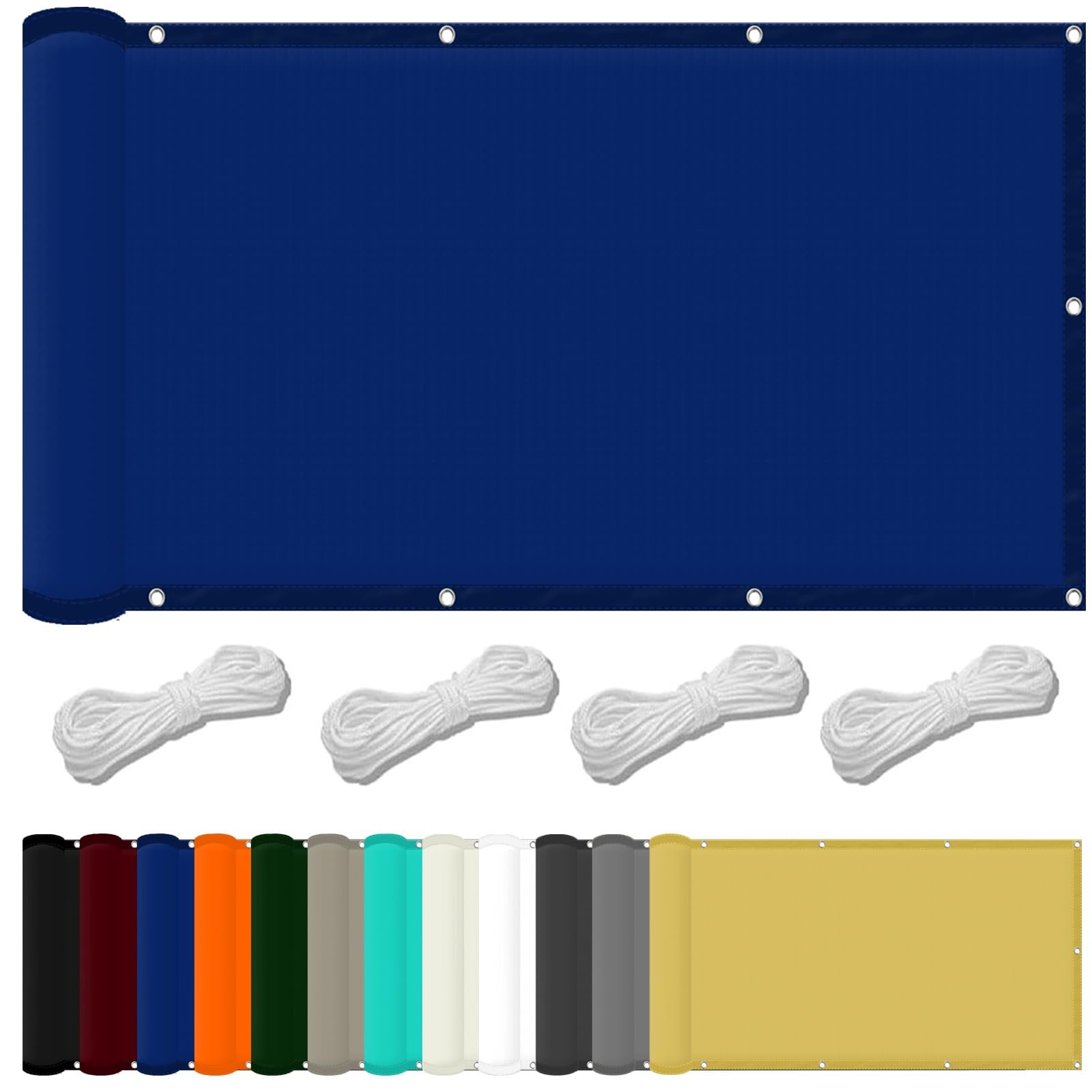 GLDYTVF Outdoor Patio Shade Sail 0.9 x 2.4m Waterproof Canopy Cover Blocks 98% UV Includes Free Rope & Fixing Kit Ideal for Pool Terrace Greenhouse Navy Blue Shade Cloth