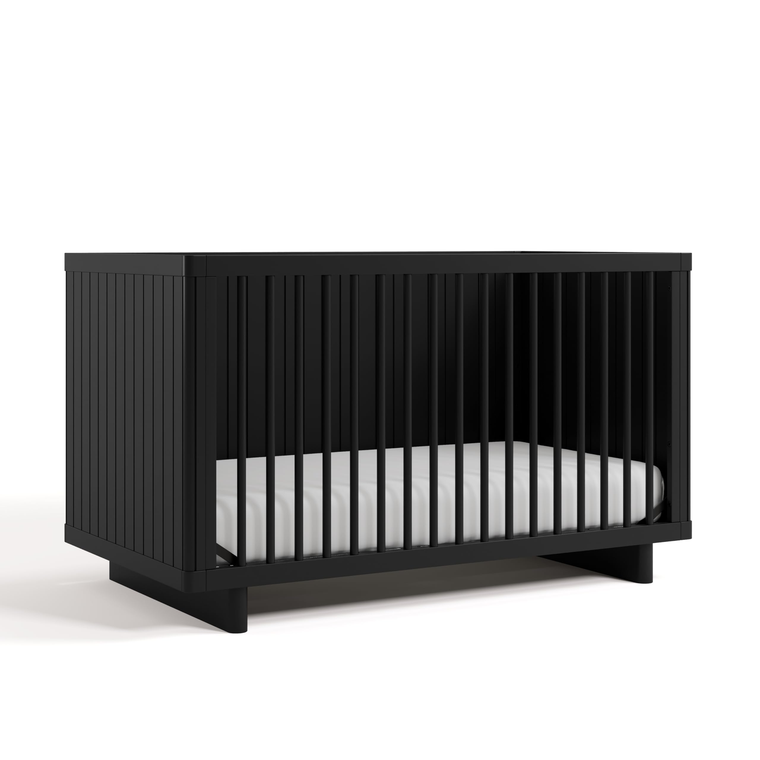 Storkcraft Kyoto Deluxe Convertible Crib with Bonus Toddler Guardrail (Black) – GREENGUARD Gold Certified, Toddler Guardrail Included in Box, Fits