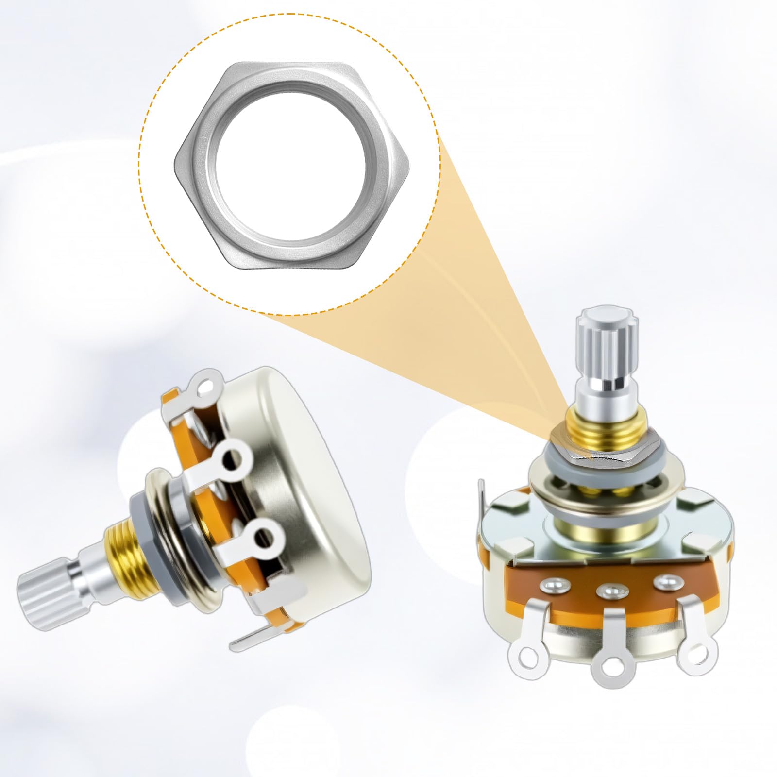 6 Set Jack Socket Nut with Washer, Guitar Input Output Jack Socket