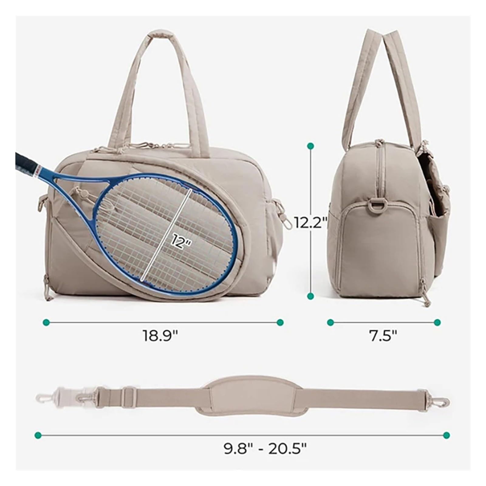 Mochila Tenis Mochila Profesional for Raquetas: Bolsa De Tenis De Calidad Turística con Zona Ventilada for Zapatos Y Almacenamiento Multicapa (Organizador De Equipo Deportivo)