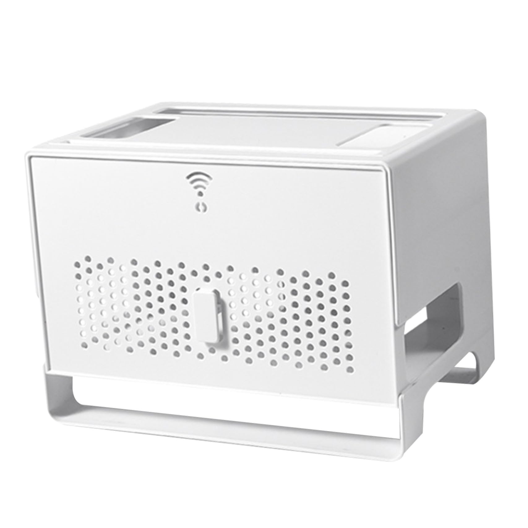 Contenitore Router Bianco Doppio Strato in Abs, Smontabile | Gestione Cavi Rete, Pannello Superiore Removibile, Schienale Traforato per Dissipazione, Uso Casa e Ufficio