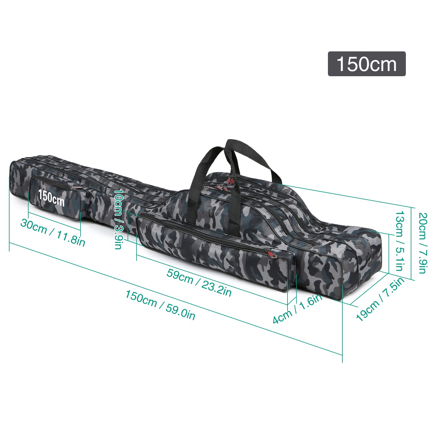 Lixada Sac de Pêche Portable, Housse de Canne à Pêche Pliable à 3 Couches, Boîte de Pêche, Sac de Transport pour Matériel Sac pour Accessoires de pêche, Box pour pêcheurs, Sac à Dos de pêche