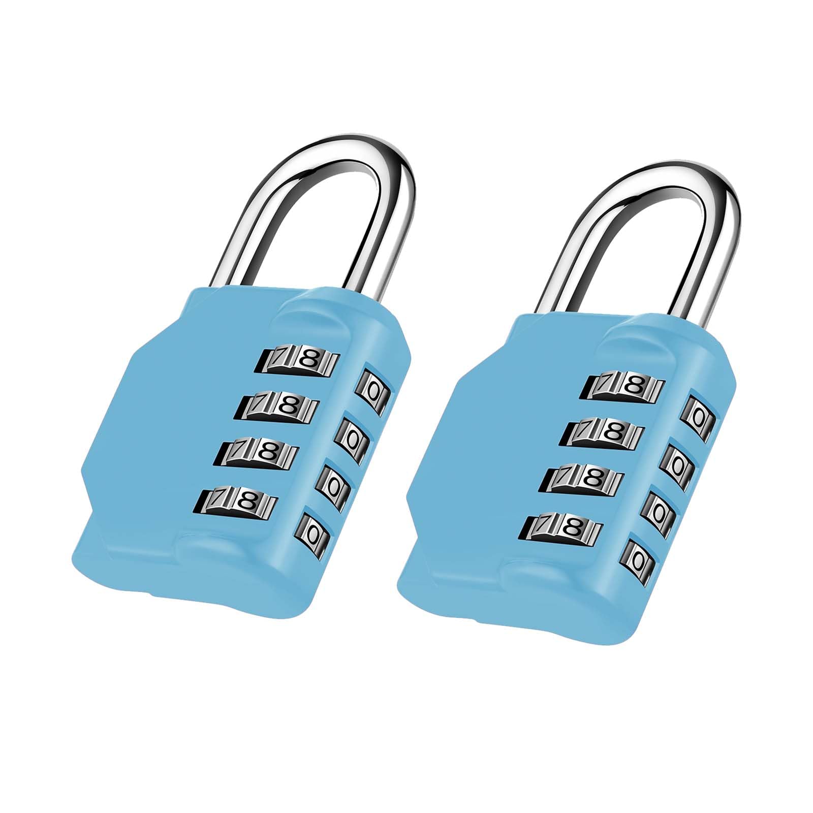 NAGE Combination Padlock, Code Padlock 4 Digit, Padlock with Code Resettable, Number Lock Padlock, Lock with Code for Toolbox, Backyard Fence Gate, Sheds, Garage Door (2P, Sky Blue)