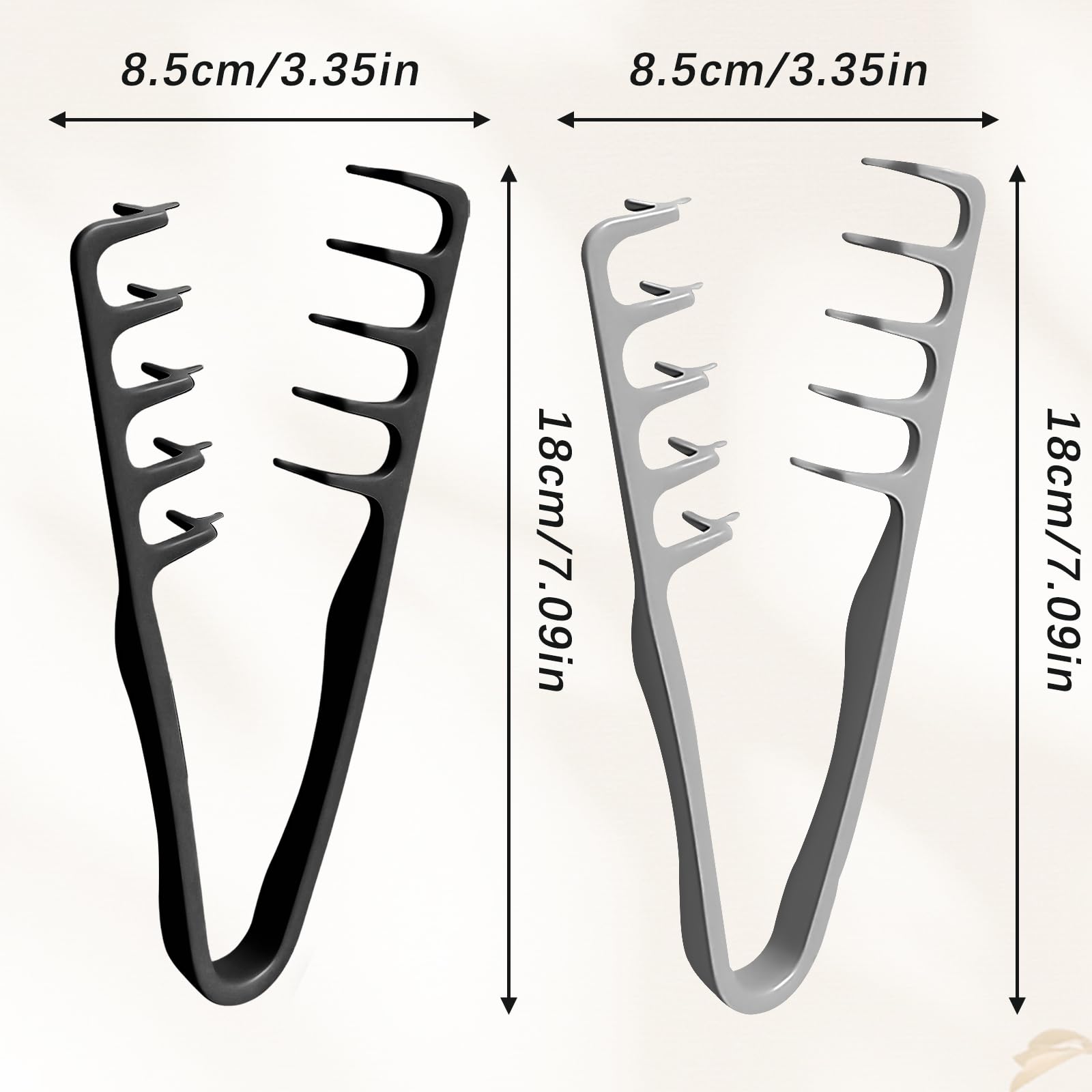 2 Pièces Peigne Cheveux À Texture Pliable, Brosse À Cheveux Bouclés Pour, Peigne Grosse Dent Large de Coiffage Volumineux Avec Texture, Pince De Levage, Pour Femmes Et Hommes (Gris Noir)