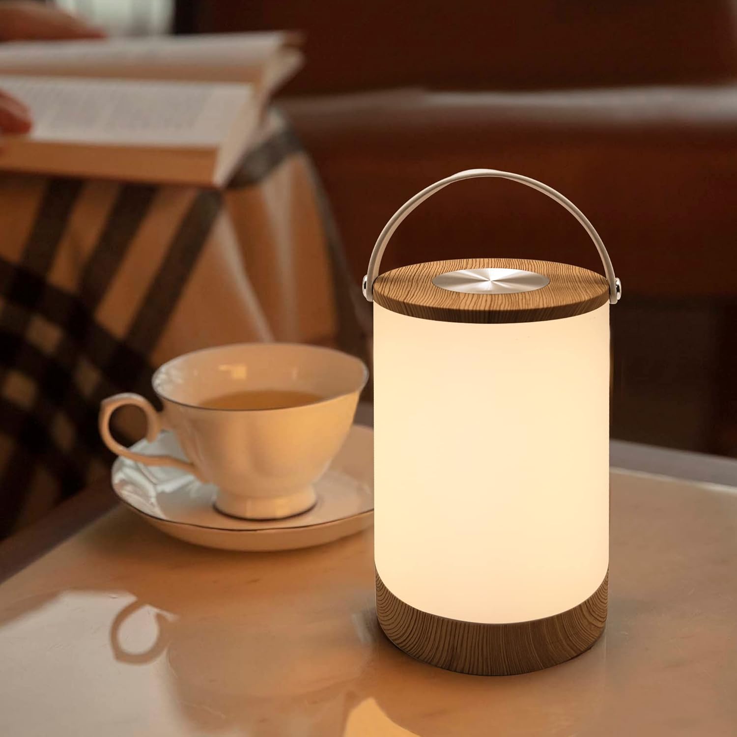 Facon LED Moveable Lantern with Contact Dimmable Swap, Rechargeable Battery-Operated Cordless Lamp for Out of doors Tenting, Bedside Lamp for Nightstand, Heat White Gentle