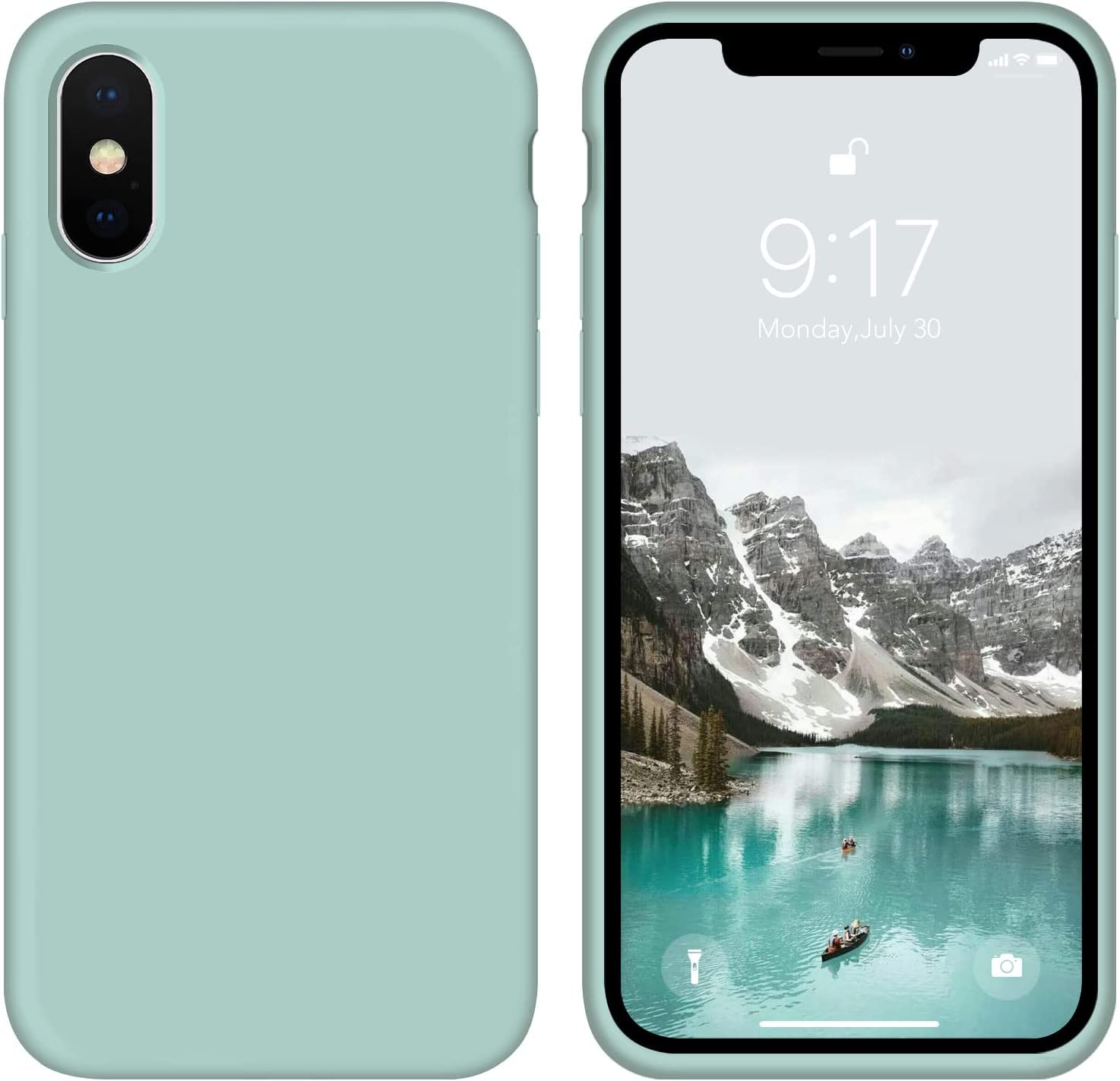 For Iphone X Case Luxury Soft Liquid Silicone case Premium Slim and Full Body Protection Shockproof Drop Protection Cover (Light Blue)