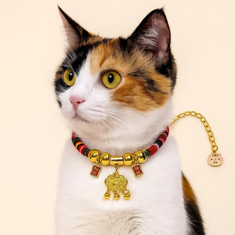 PSK PET MART Pets Adjustable Cat Collar Necklace with Bell for Kitten & Puppy (Color N Design May Vary)-picture-17