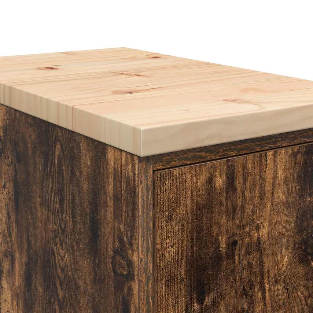 vidaXL Garagen-Aufbewahrungsschrank Räuchereiche Massivholz Kiefer, Schrank, Werkzeugschrank, Lagerschrank, Garagenschrank, Aufbewahrungsschrank