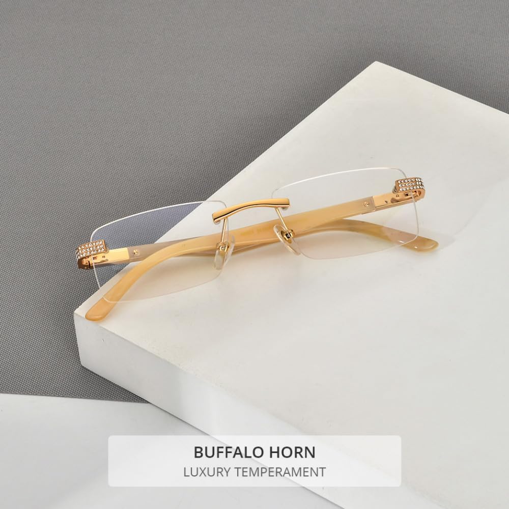 MUTYNE Brille Herren Quadratisch Luxus Diamanten Prächtige Randlose Brillengestell Damen