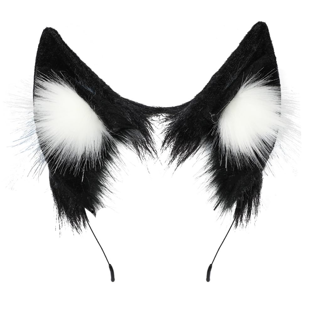 QUICOMP Women Cat Ears Hairband Simulation Animal Ears Cute Cat Cos Headband (Black)