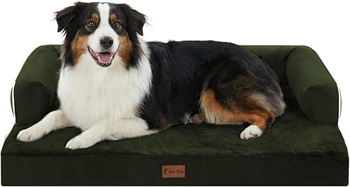 Miniatura 21 de Cama ortopédica para perros extragrandes, cama de espuma XL con forma de caja de huevos impermeable con lados 45x35 pulgadas, cama de sofá para