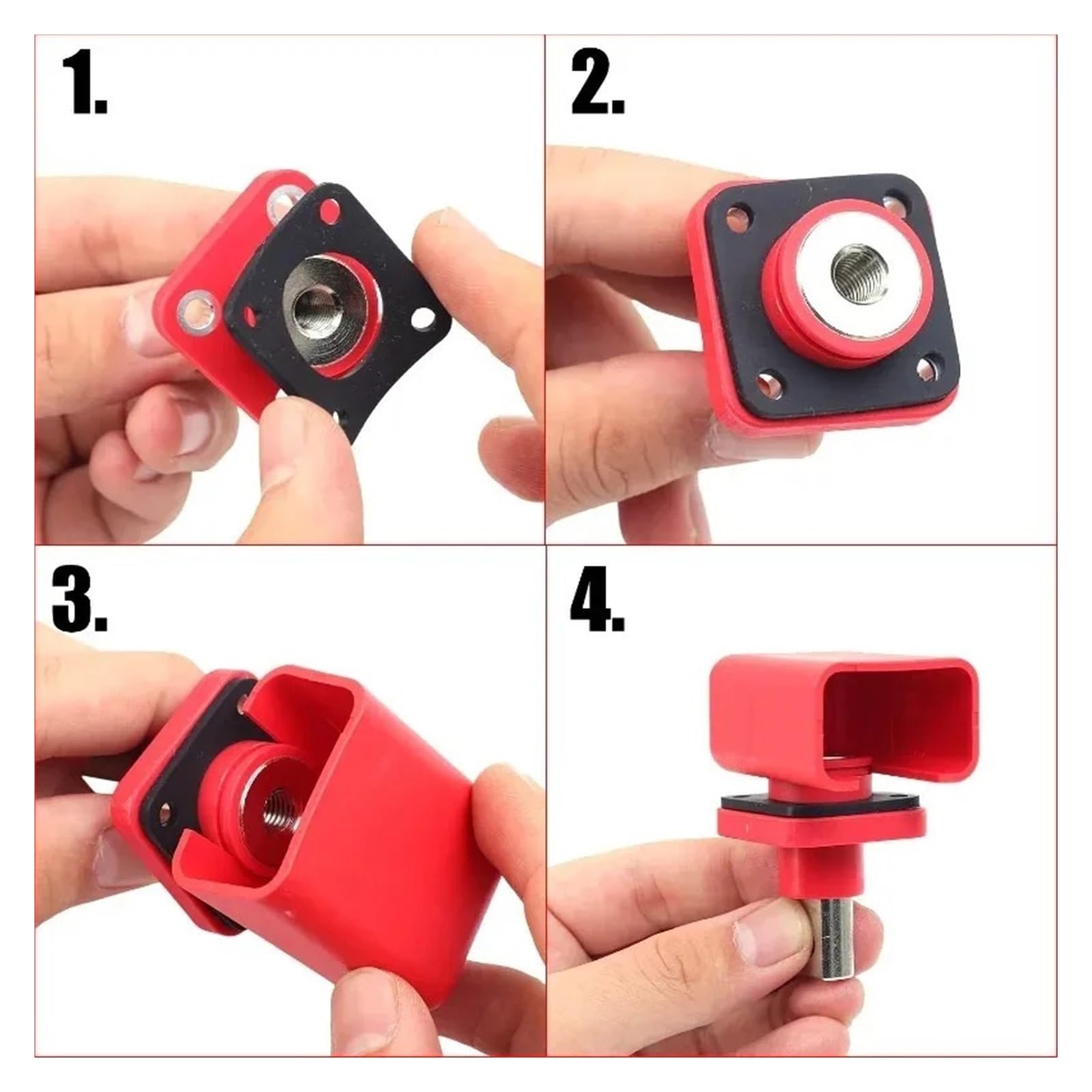 Conector de terminal batería totalmente cobre 120A 200A | Terminales de alta corriente Enchufes de almacenamiento de energía(200A- Red,5PCS)
