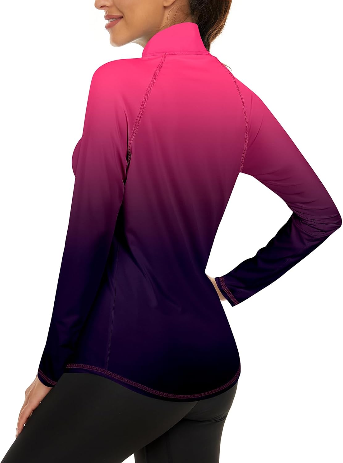 LURANEE Womens UPF 50+ Long Sleeve 1/4 Zip Pullover Athletic Hiking Running Workout Tops - Image 2