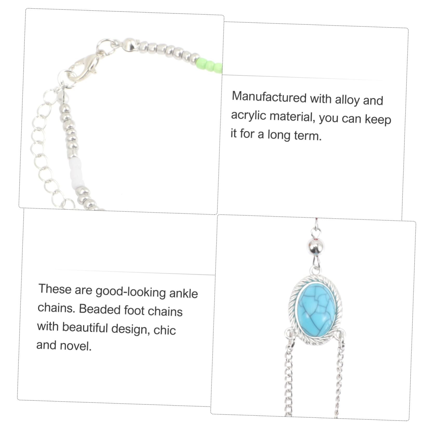 FRCOLOR Cadena Para El Dedo Del Pie Cadena Para El Tobillo Cadena Para El Pie Tobillera Con Cuentas Tobilleras De Cadena Para Mujer Tobilleras De Verano Joyería Para El Tobillo