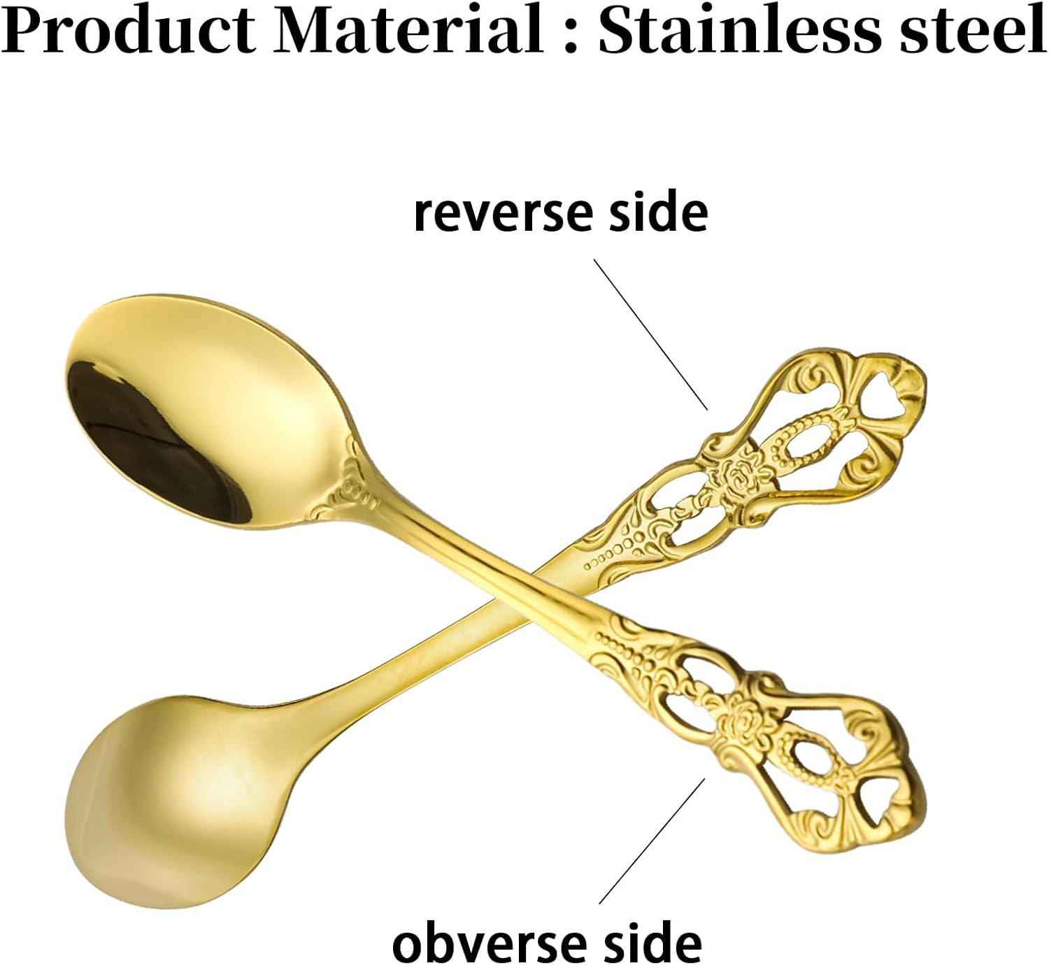 Espresso Spoons Set of 6,Stainless Steel Coffee Spoons Demitasse Spoon for Espresso Coffee,Tea,Dessert,Sugar (6, Gold)