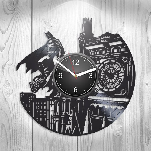 Bat man Comics, Movie, Gotham City, DC Arkham Knight, Handmade Vinyl Wall Clock, Home Decor, Comics Wall Art, Home Decorations for Living Room Inspirational, Best Gift for Kid