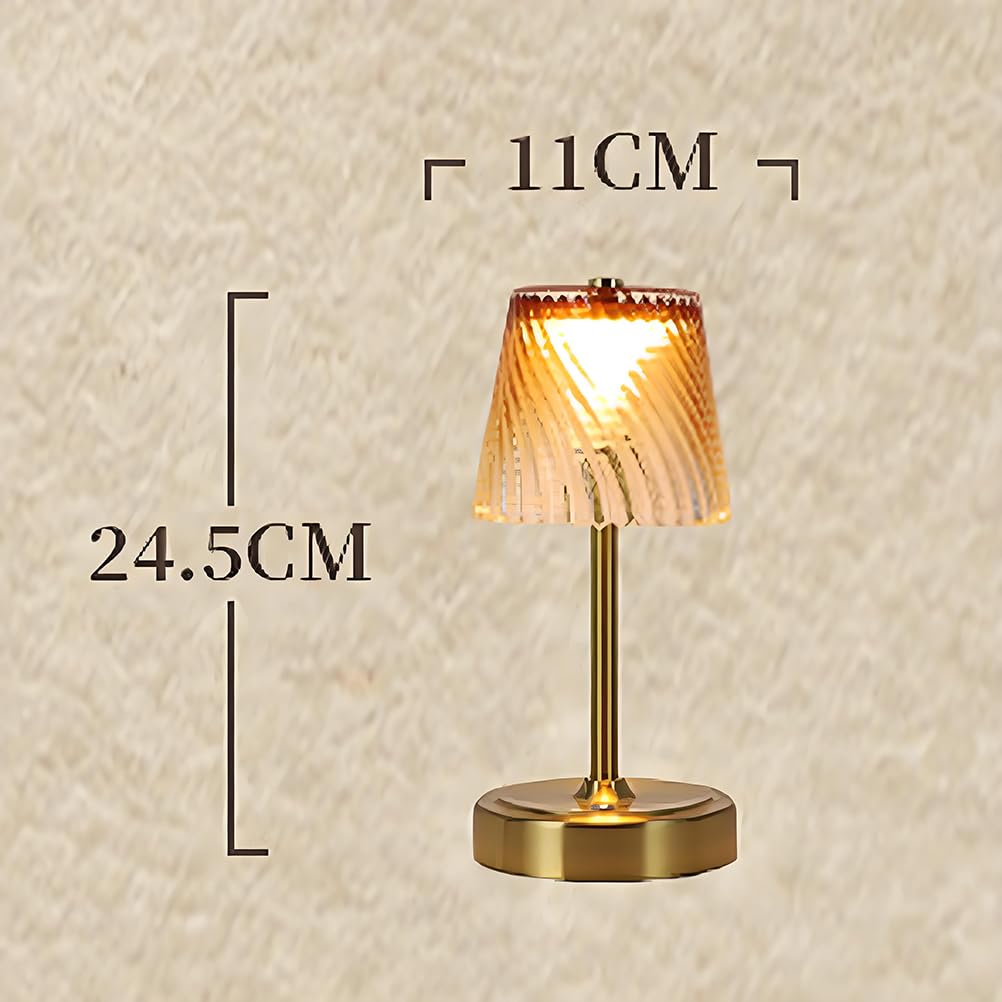 AoLa LED Vintage Tischlampe Kabellos Dimmbar mit Touch Control Akku Tischleuchte Gold USB Aufladbar Nachttischlampe Ohne Kabel Batterie Lampe mit Glas Lampenschirm Deko Lampe für Esszimmer Bartheke,G