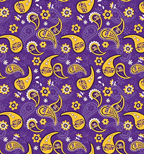 Premium LSU Tigers Licensed Cotton Fabric – 100% Cotton by the Yard for Quilting and Crafting