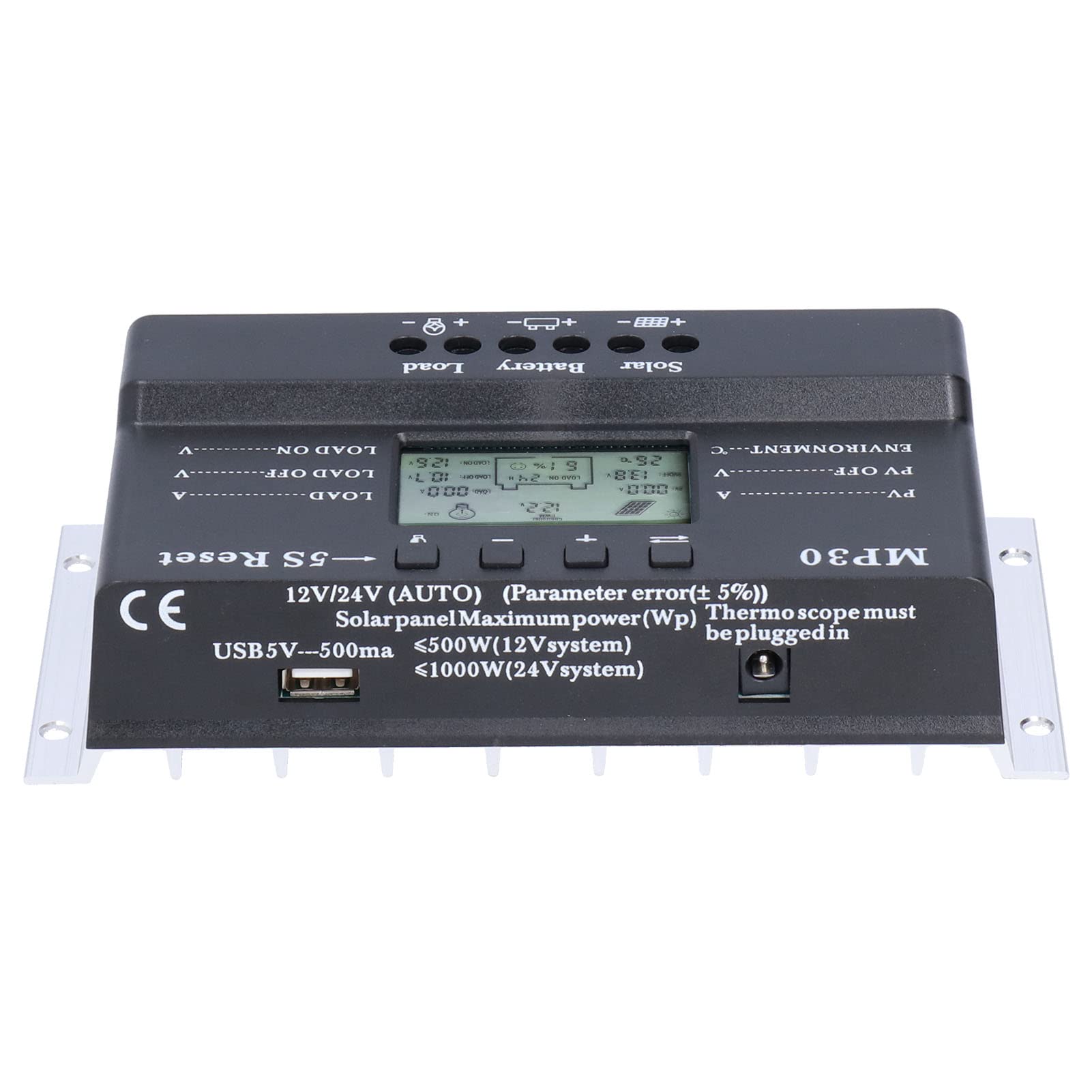 Kontroler ładowania słonecznego 30A 12/24V podświetlenie wyświetlacza LCD ochrona obwodu Port USB MPPT PWM regulator baterii