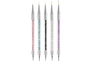 5-Piece Value Pack of Double-Ended Nail Art Brushes for Line Drawing and Dotting