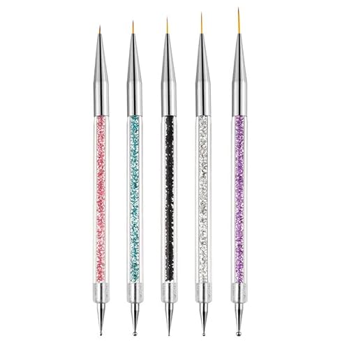 AIBEE Nail Art Brushes 5pcs Double-Ended Acrylic Nail Brush Set