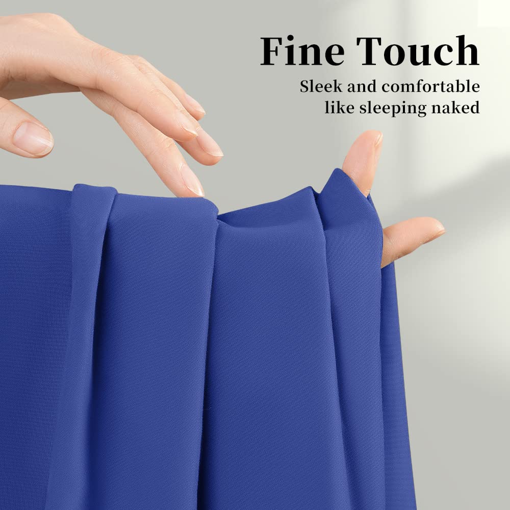 Set di lenzuola in 100% cotone egiziano, per letto matrimoniale, 1000 fili, lussuose lenzuola pesanti, molto lisce, morbide, con tasca profonda 45,7 cm, set da 4 pezzi (blu oceano, queen size)