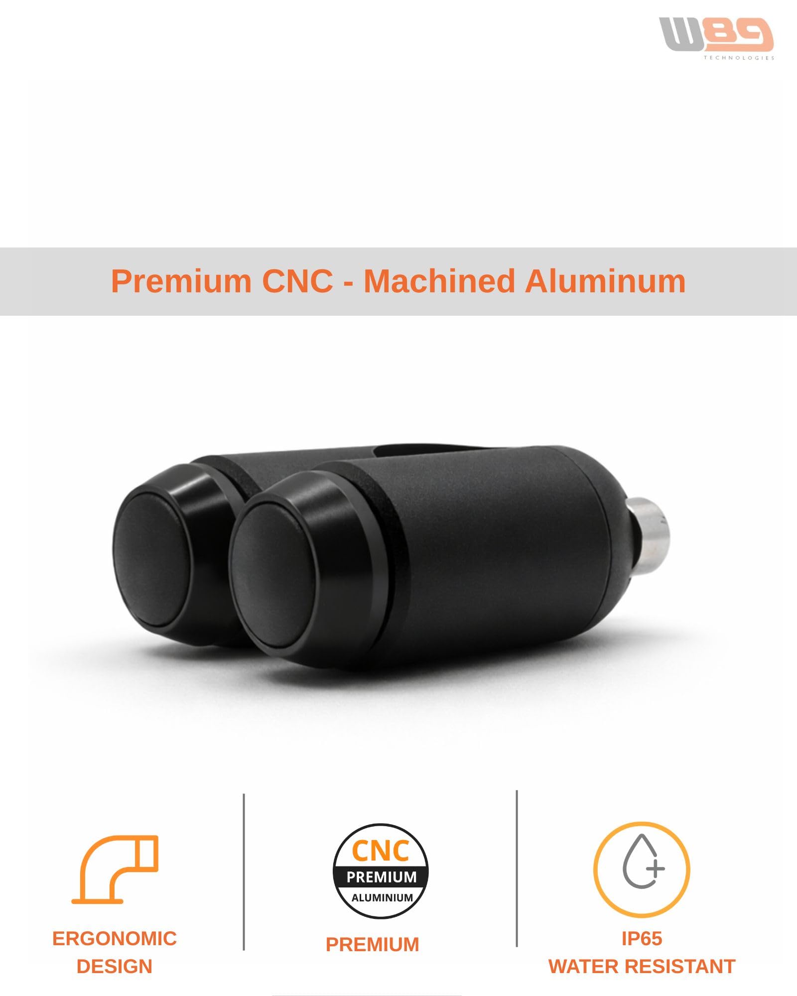 W89 Pulsante Momentaneo 12V 10A per Manubrio 22mm – Doppio Interruttore in Alluminio CNC IP65 Impermeabile – Moto Scooter E-Bike