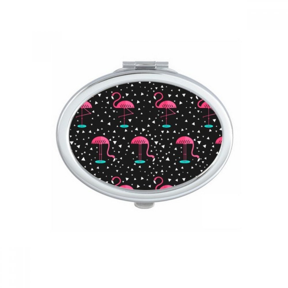 Miroir compact flamant rose pour retouches maquillage en voyage