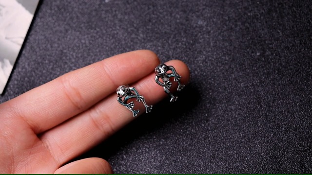 BriLove Frog Stud Earrings - 925 Sterling Silver Animal Jewelry For Women (3D Frog Design)