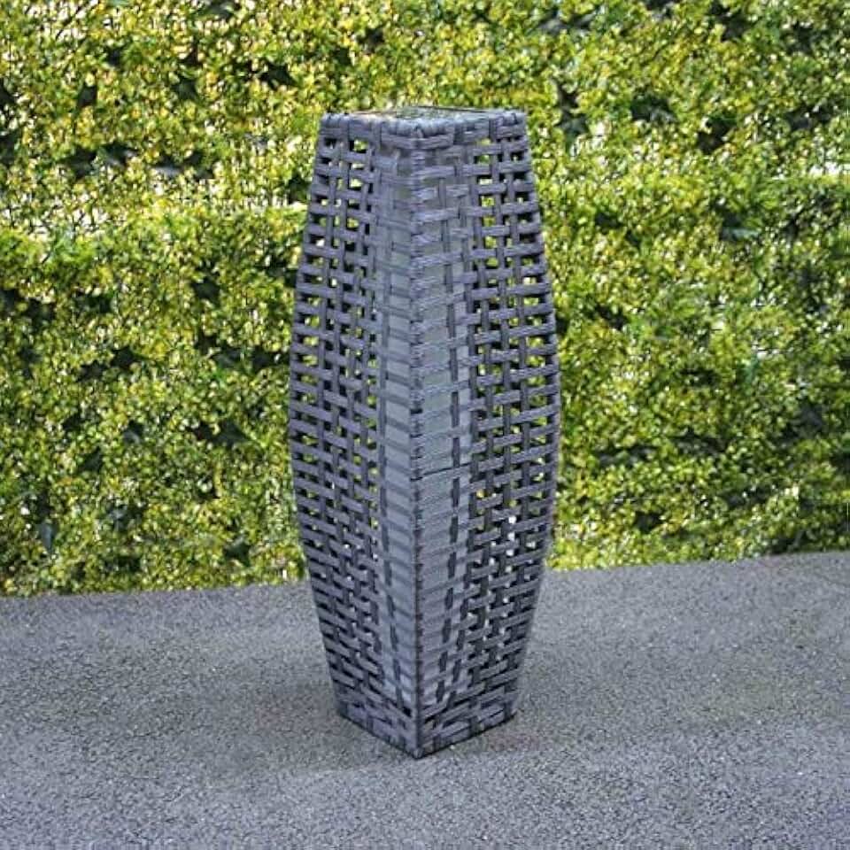 Outsunny Lanterna Solare da Giardino in Rattan 21.5x61cm Nero