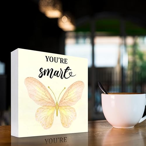 Miniatura 3 de Letrero de madera con texto en inglés "You're Smart Girl Positive Affirmations", decoración de escritorio para decoración de escritorio de