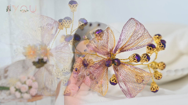 IYOU Copricapo da Sposa per Donne Vite dei capelli Matrimonio di Cristallo Blu Accessori per Capelli Foglia Strass Fascia per Ospiti del Ballo per Spose e Damigelle
