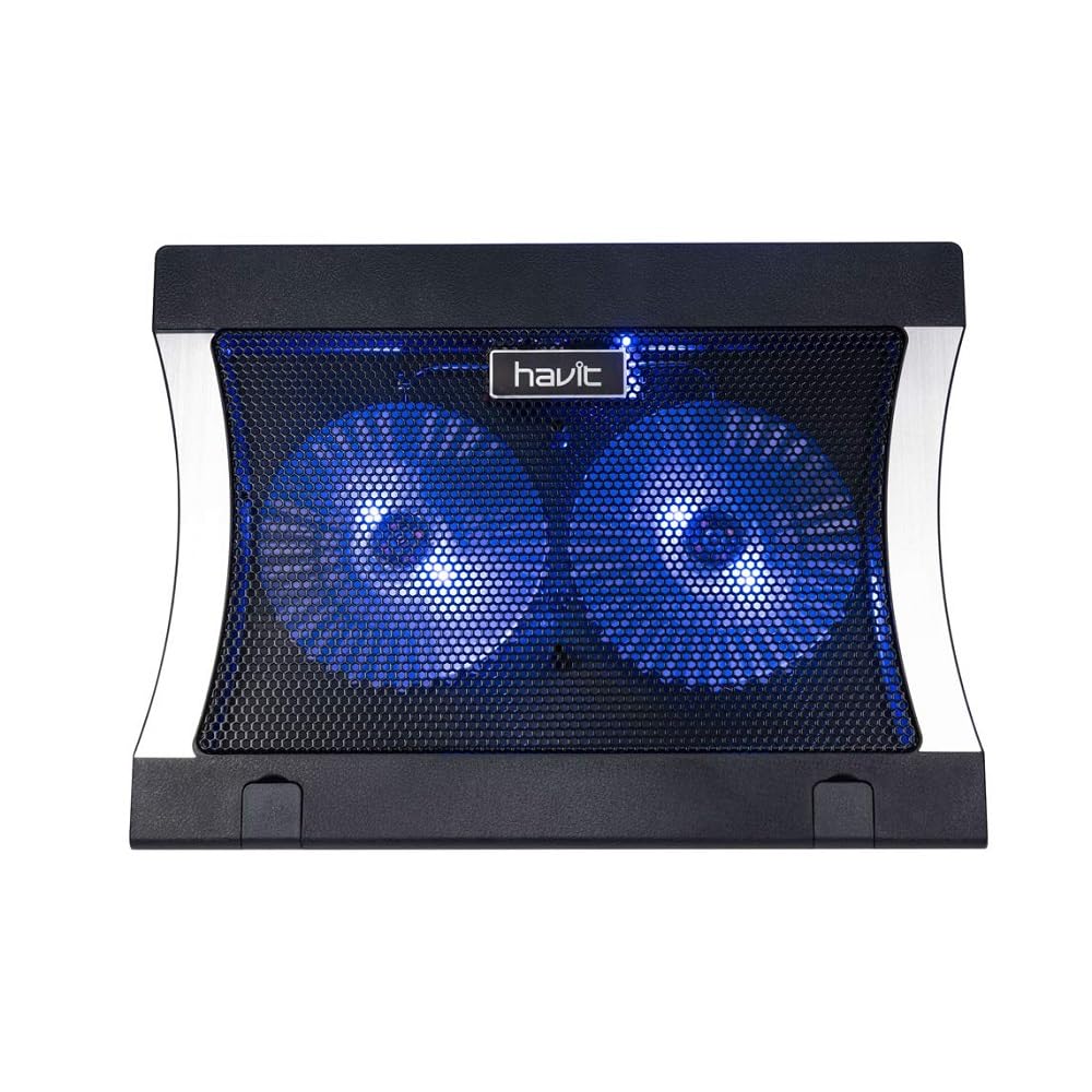 havit F2051 - Alfombrilla de refrigeración para ordenador portátil con interruptor de alimentación y puertos USB adicionales