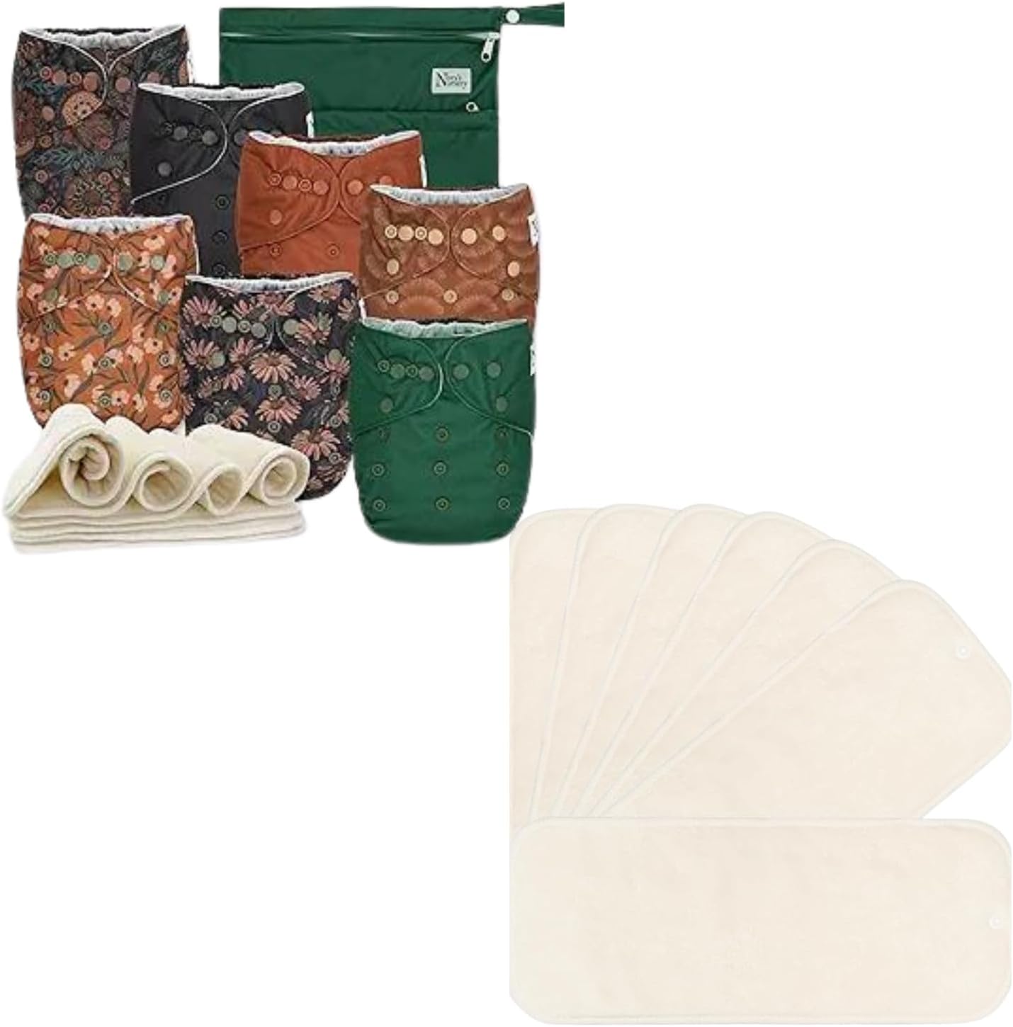 Nora's Nursery Cloth Diapers + 7 Pack Inserts with Snap