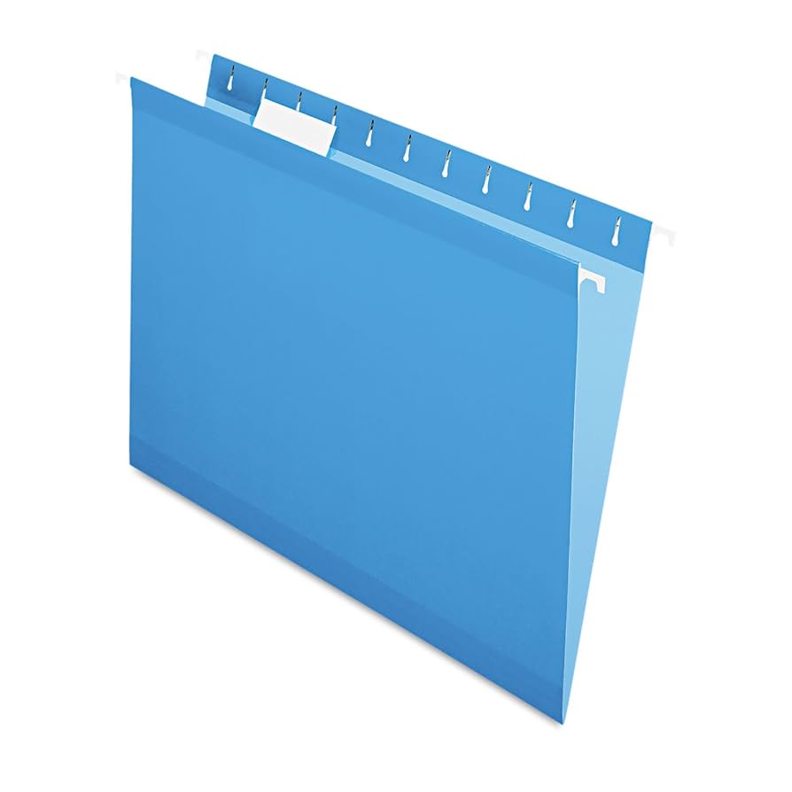 Lot De 25 Dossiers Suspendus Bleus A4 - Carton Solide, Onglets Transparents Et Rails Métal Pour Classement Facile