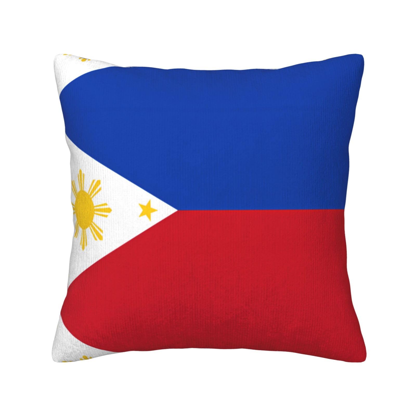 HGIUYDRD Philippine flag Print Corduroy Throw Pillow with Invisible Zipper Closure for Living Room, Couch and Bed