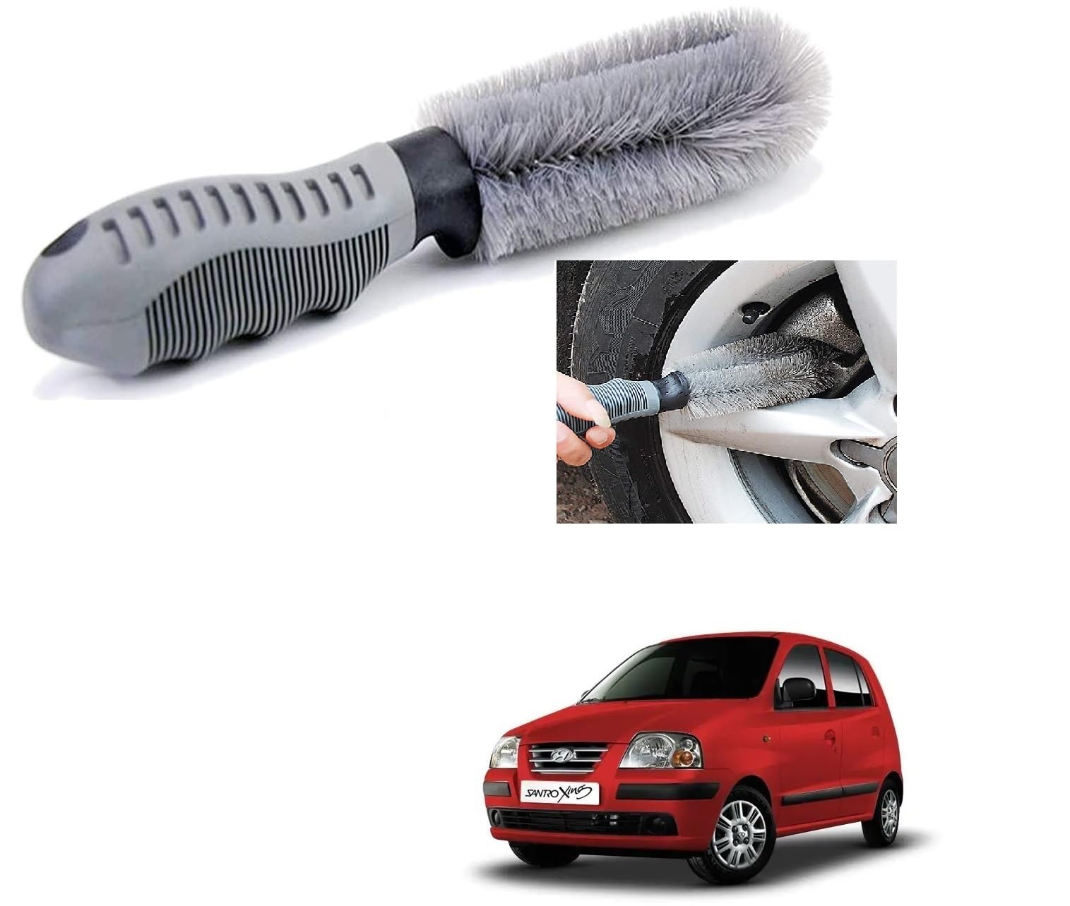 Auto Addict Car Alloy Wheel Cleaner Brush Tyre Rim for Santro Xing-image-11