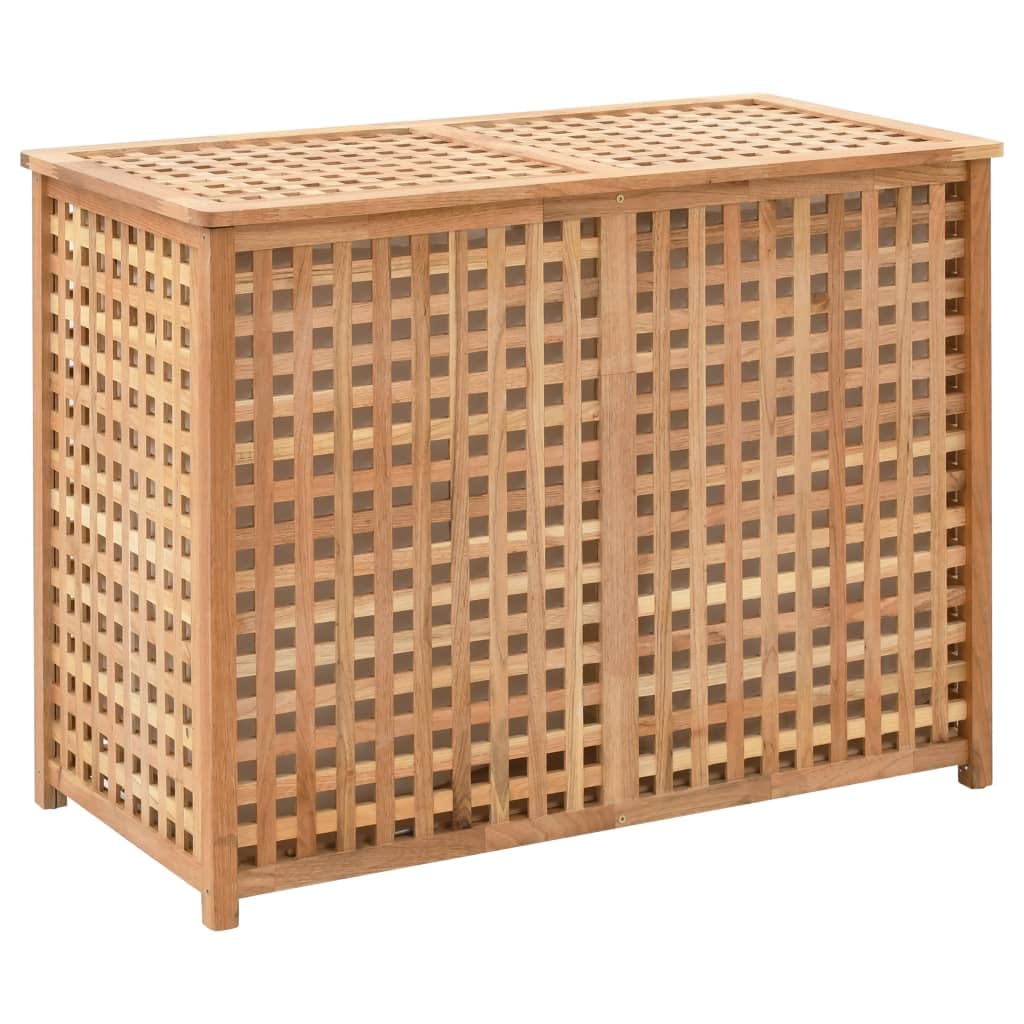 vidaXL Solid Walnut Wood Laundry Bin Clothes Chest Storage Boxes Stylish Lattice Design Provide Ample Space Sturdy and Durable 87.5x46x67cm