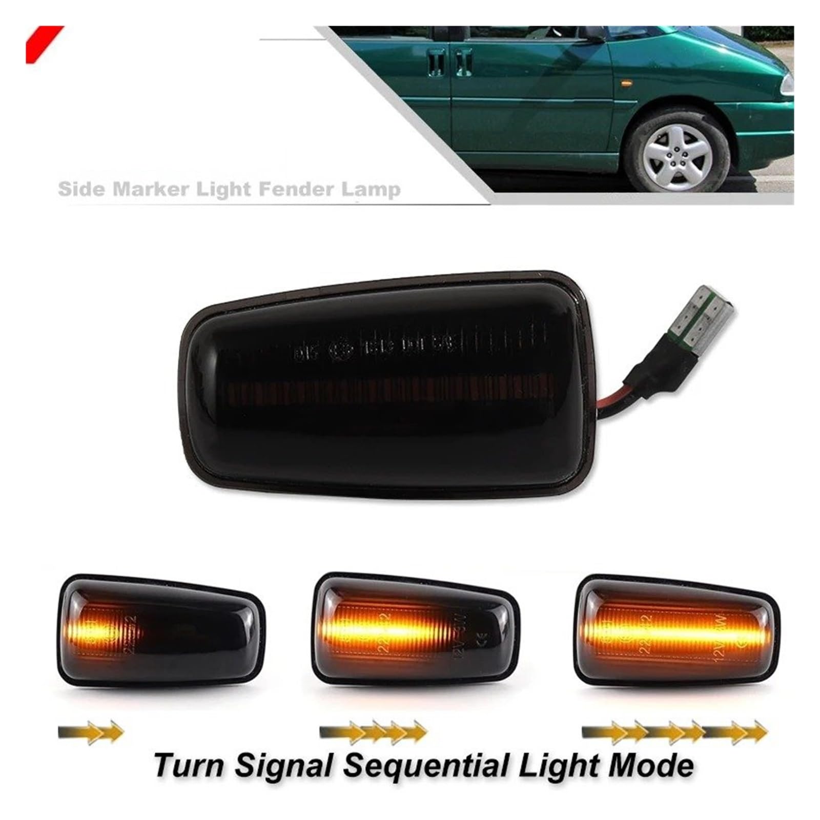 Marqueur Latéral Clignotant Feu De Position Latéral Dynamique Clignotant LED Pour Peugeot 306 106 406 806(Smoked Len)