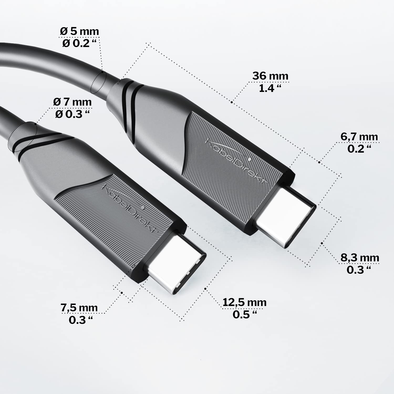 KabelDirekt – Câble USB-C 8K tout-en-un – 5m, 40Gbit/s, 100W
